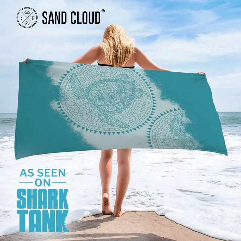 Sand Cloud Turkish Beach Towel - Sand Proof - 100% Certified Organic Turkish Towel - Quick Dry Towel for Beach, Blanket or Bath Towel - As Seen on Shark Tank - Mandala Sea Turtle Greenâ€¦ - Image 2